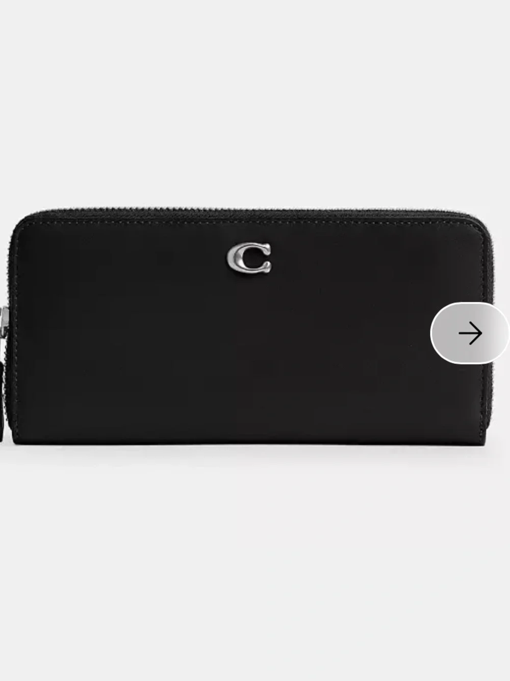Coach Black Slim Zip Accordion Wallet with Silver Hardware